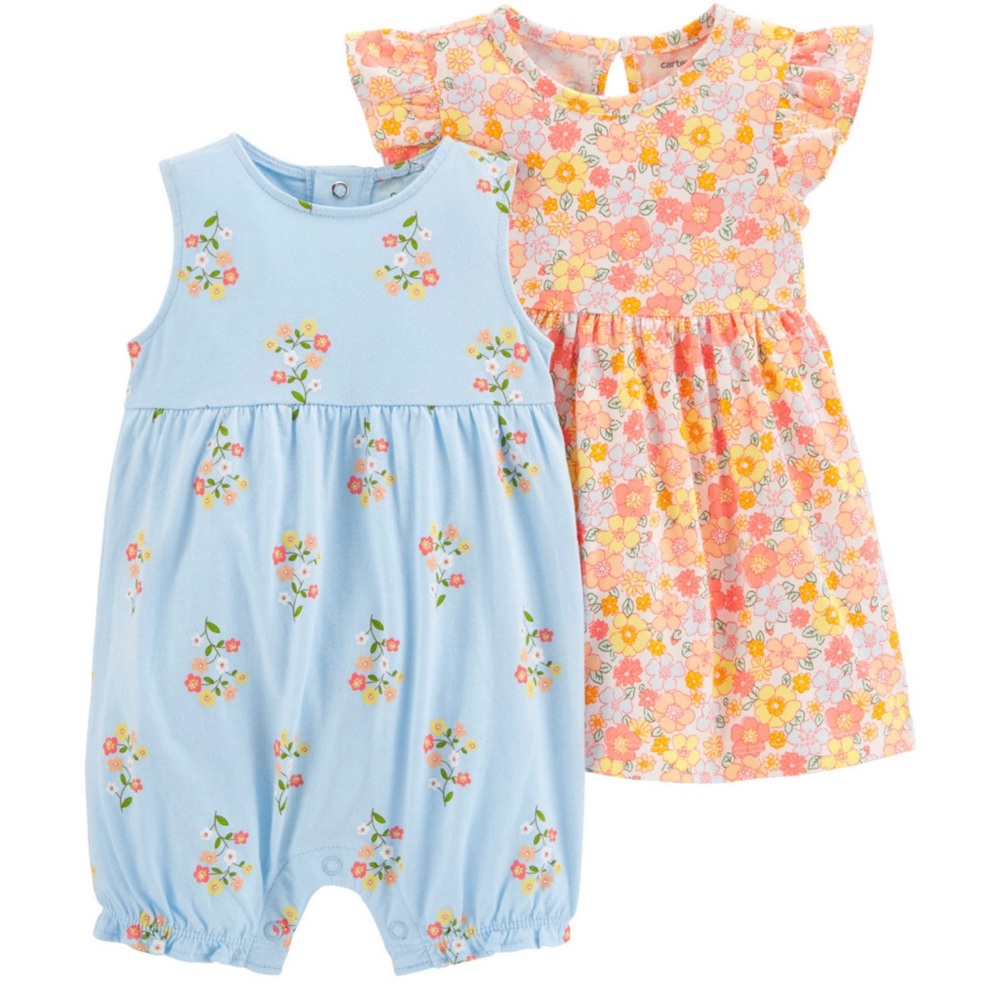 New Carter’s baby girl Kids 3 piece Easter Spring Cute Floral Romper set
